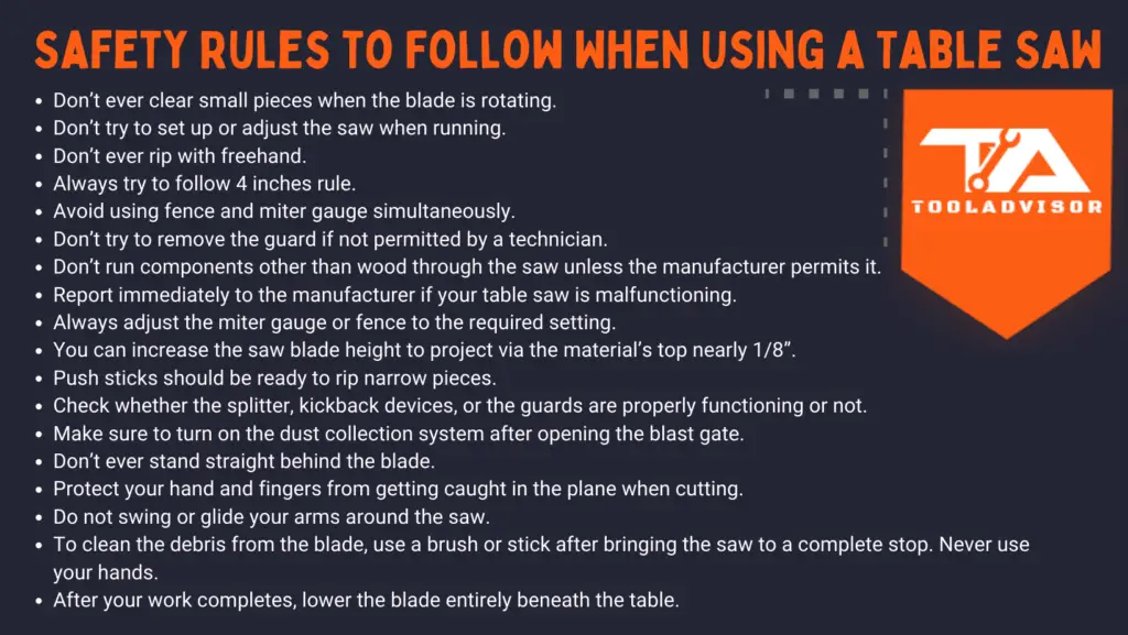 Safety Rules to Follow When Using a Table Saw
